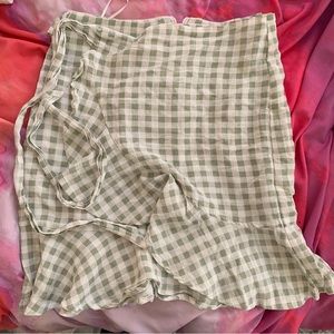 Gingham front wrap tie skirt